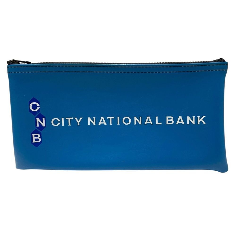 City National Bank Bank Deposit Bag CNB Miami Florida Blue Zip Close Vintage